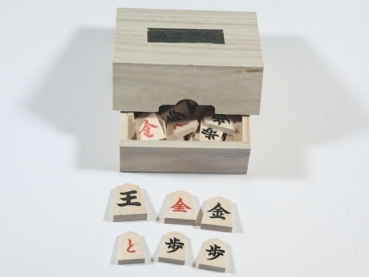 Shogi-Steine, Holz, einfache Kanji (rote Rückseite)