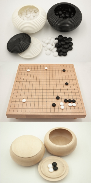 36mm Beech Veneer Board with Legs / Yunzi Stones / Linden Bowls XL, light